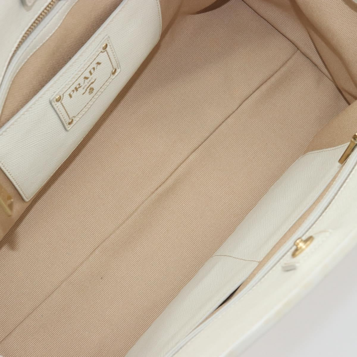 Prada Cuir Frame Convertible Canvas And Saffiano Leather Beige Canvas Tote Bag Bag (Pre-Owned)