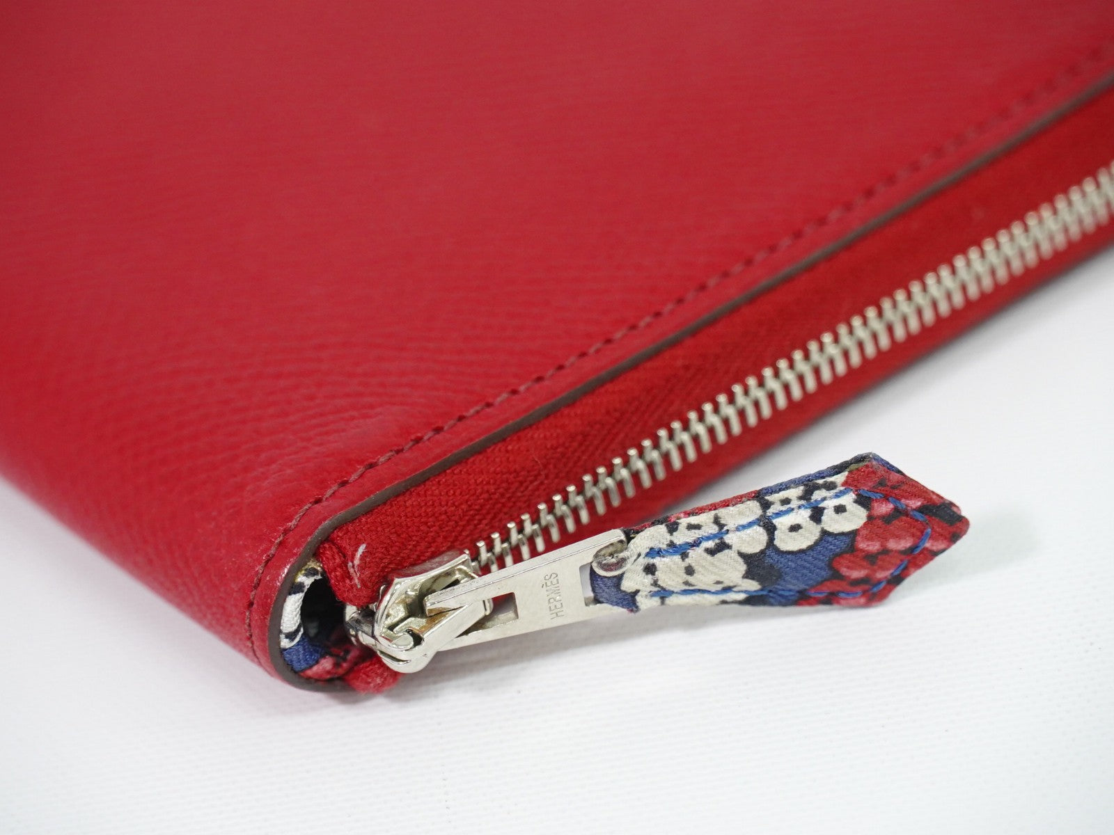 Hermes Azap Zip Around Silk'in Epsom Red Leather Wallets Accessory (Pre-Owned)