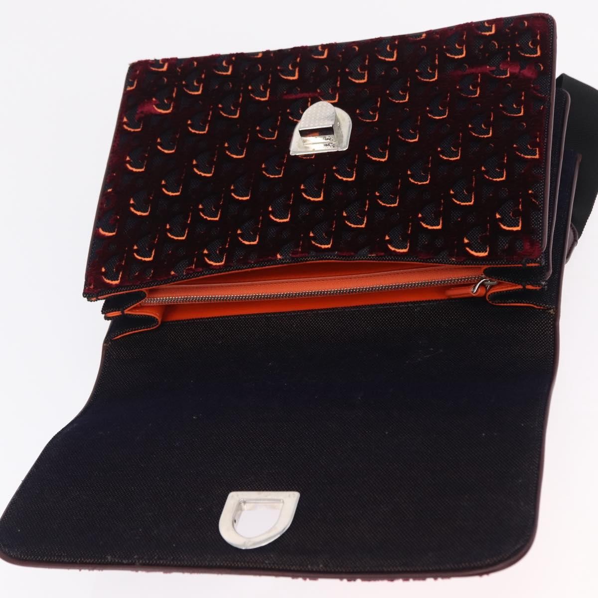 Christian Dior Diorama Flap Oblique Velvet And Canvas Red Velvet Handbag (Pre-Owned)