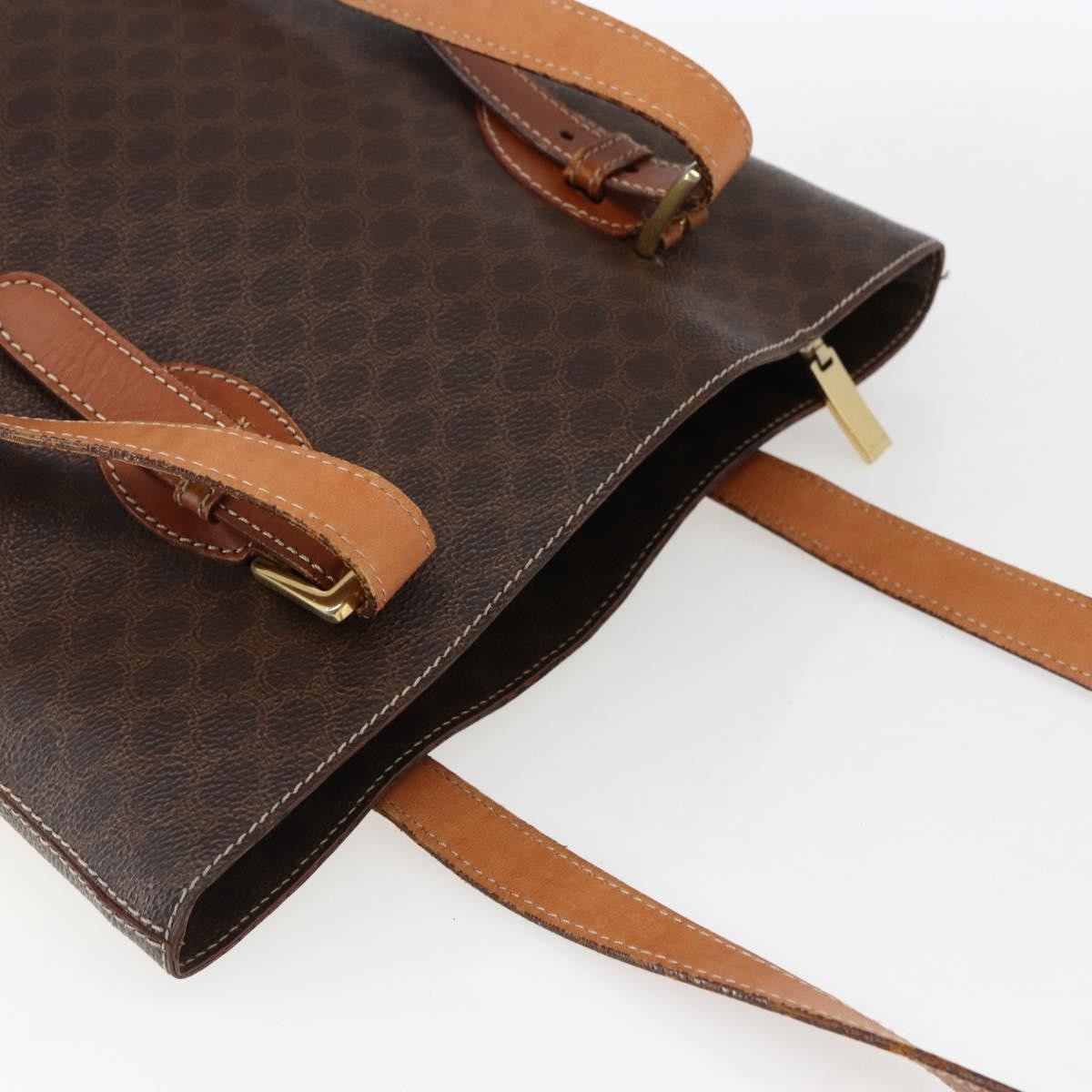 Celine Vintage Macadam Shopper Coated Canvas Brown Canvas Tote Bag Bag (Pre-Owned)