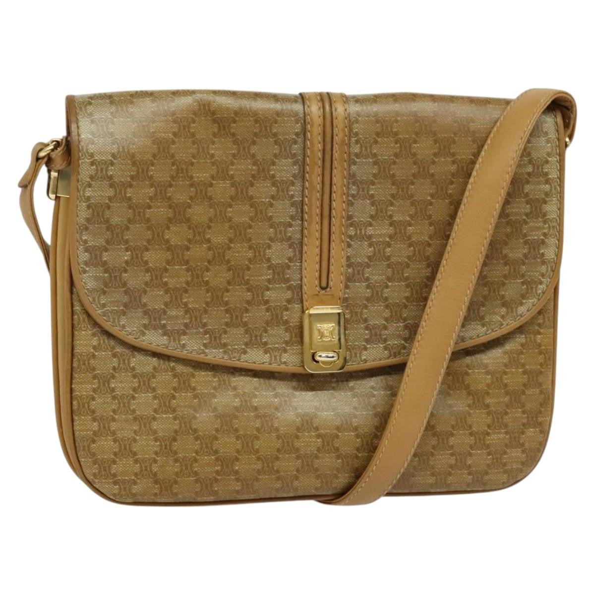 Celine Vintage Macadam Canvas And Leather Beige Canvas Shoulder Bag Bag (Pre-Owned)