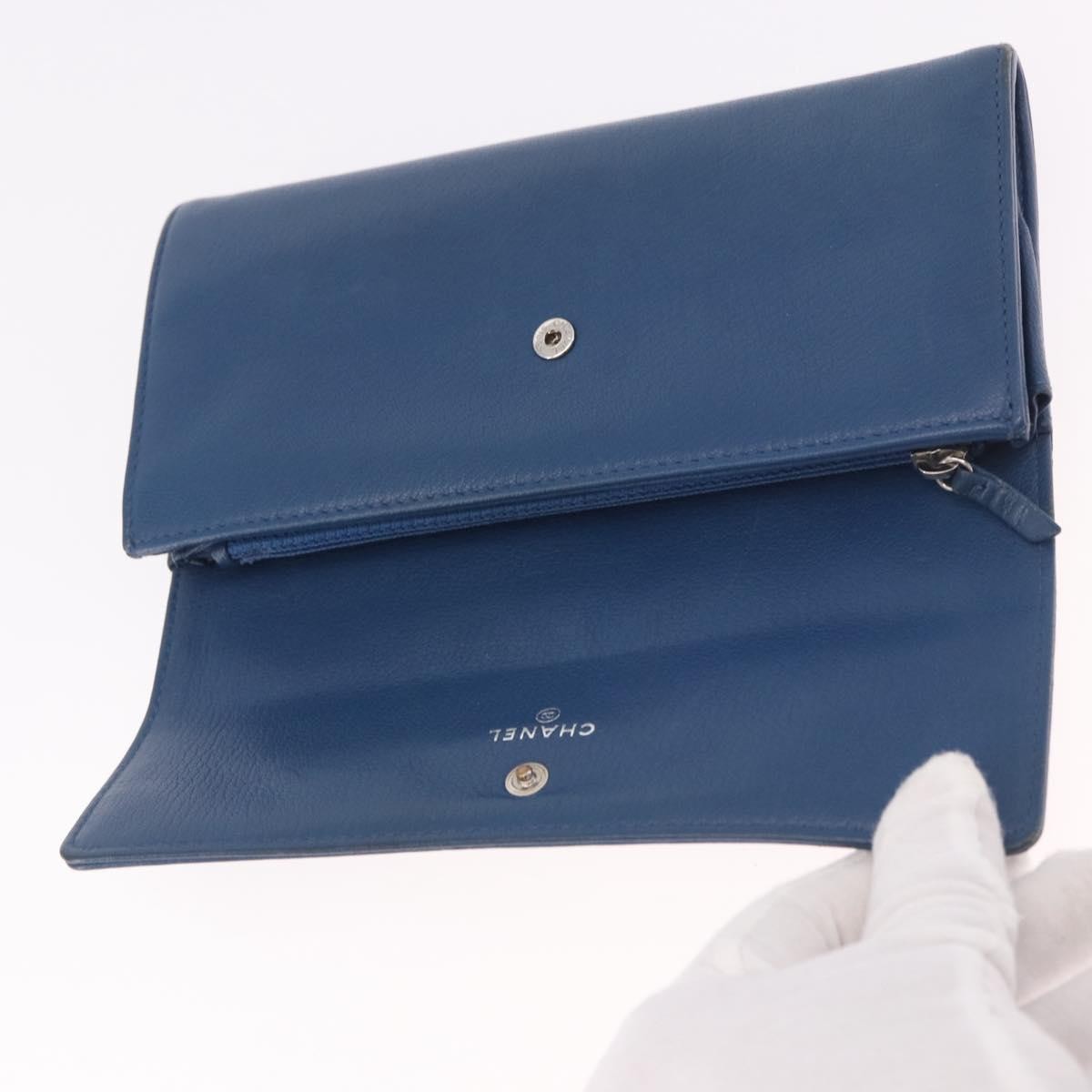 Chanel Lucky Clover Long Flap Wallet Leather Blue Leather Wallets Accessory (Pre-Owned)