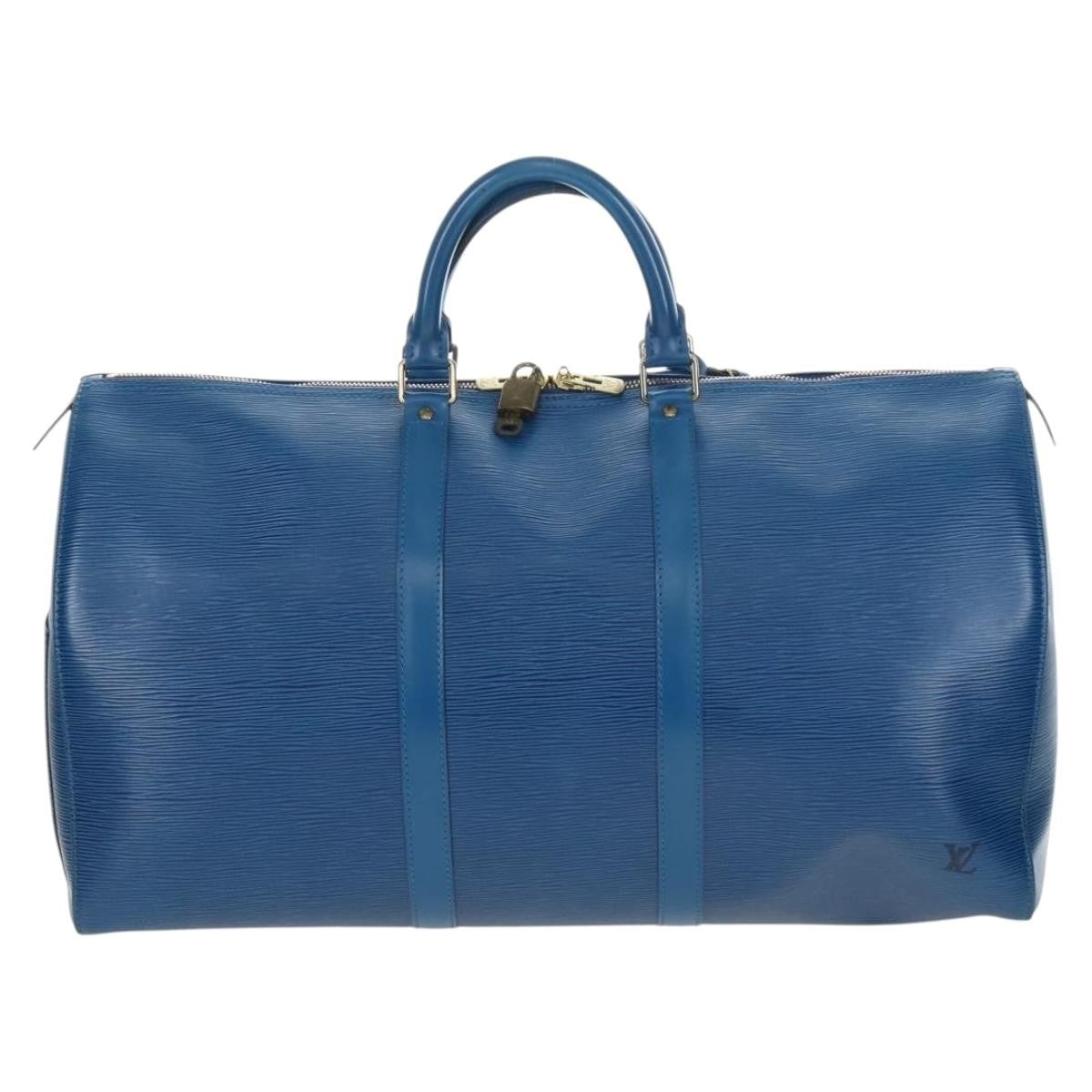 Louis Vuitton Keepall Epi Leather Blue Leather Travel Bag Bag (Pre-Owned)