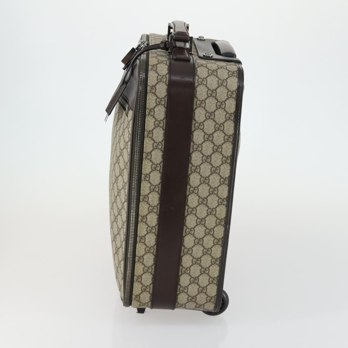 Gucci Web Trolley Rolling Luggage Gg Coated Canvas Beige Pvc Travel Bag Bag (Pre-Owned)