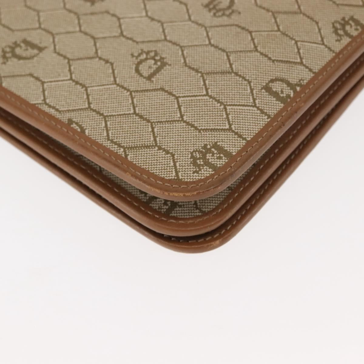 Christian Dior Vintage Honeycomb Zip Coated Canvas Beige Canvas Shoulder Bag Bag (Pre-Owned)