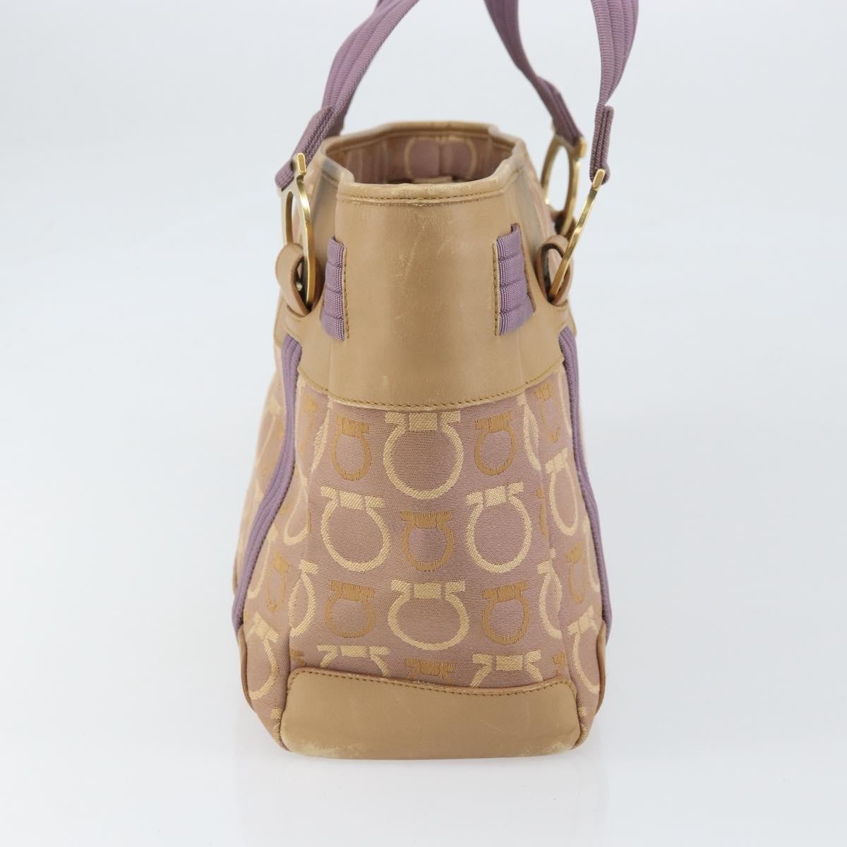 Salvatore Ferragamo Gancini Tote Canvas Purple Canvas Tote Bag Bag (Pre-Owned)