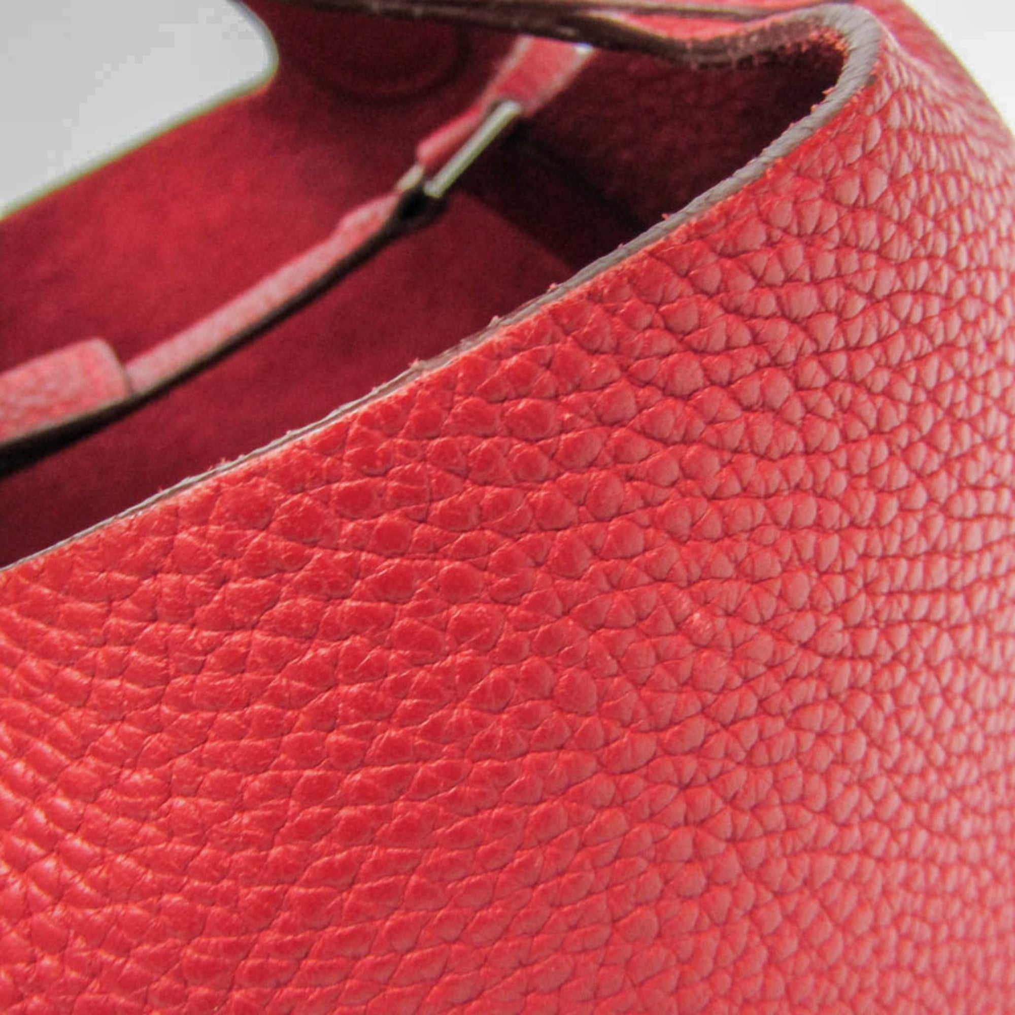 Hermes Picotin Clemence Red Leather Handbag (Pre-Owned)