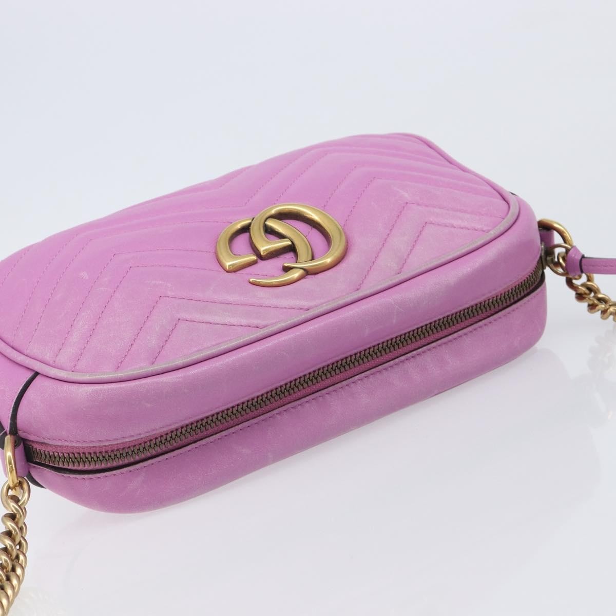Gucci Gg Marmont Chain Matelasse Leather Pink Leather Crossbody Bag Bag (Pre-Owned)