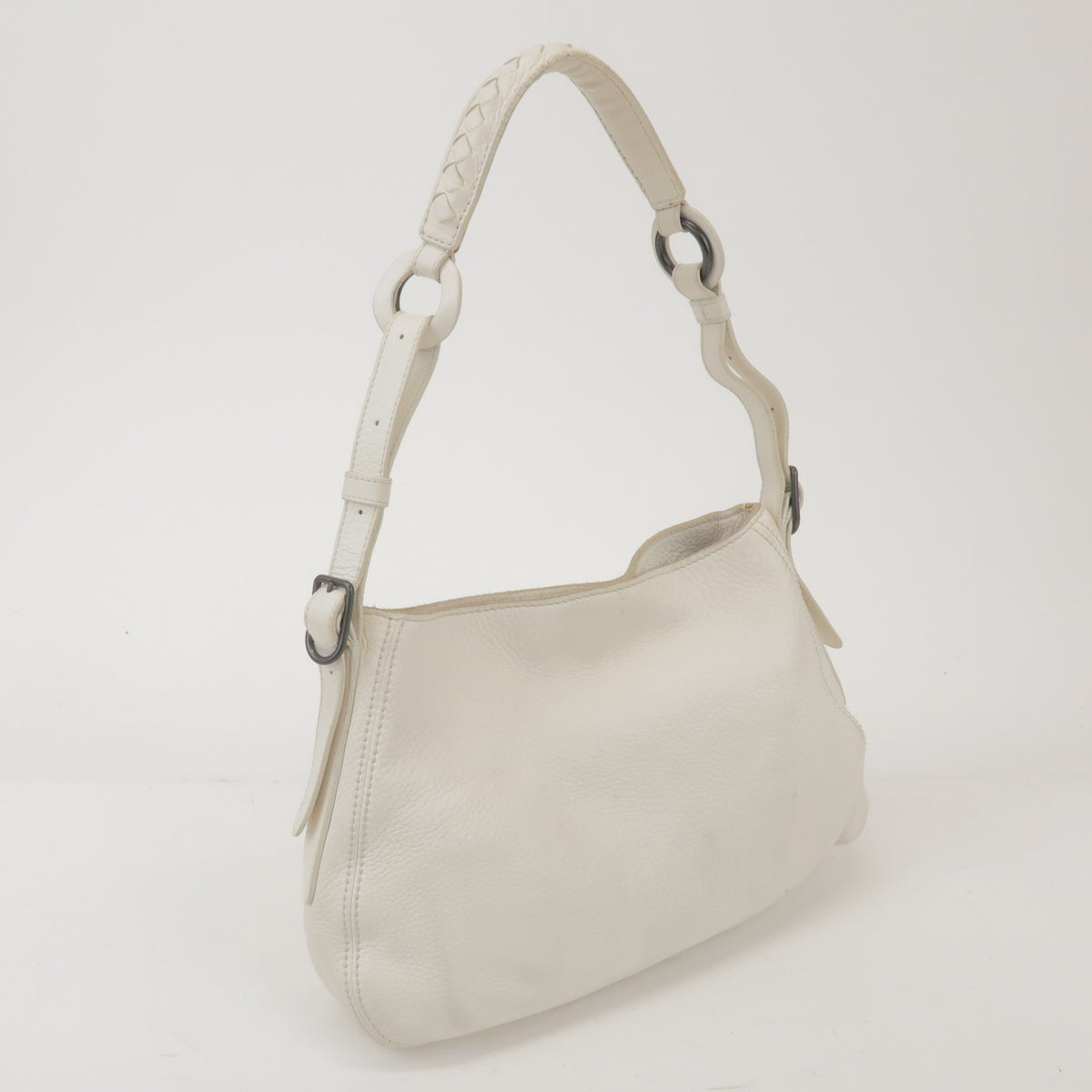 Bottega Veneta Shoulder Leather White Leather Shoulder Bag Bag (Pre-Owned)
