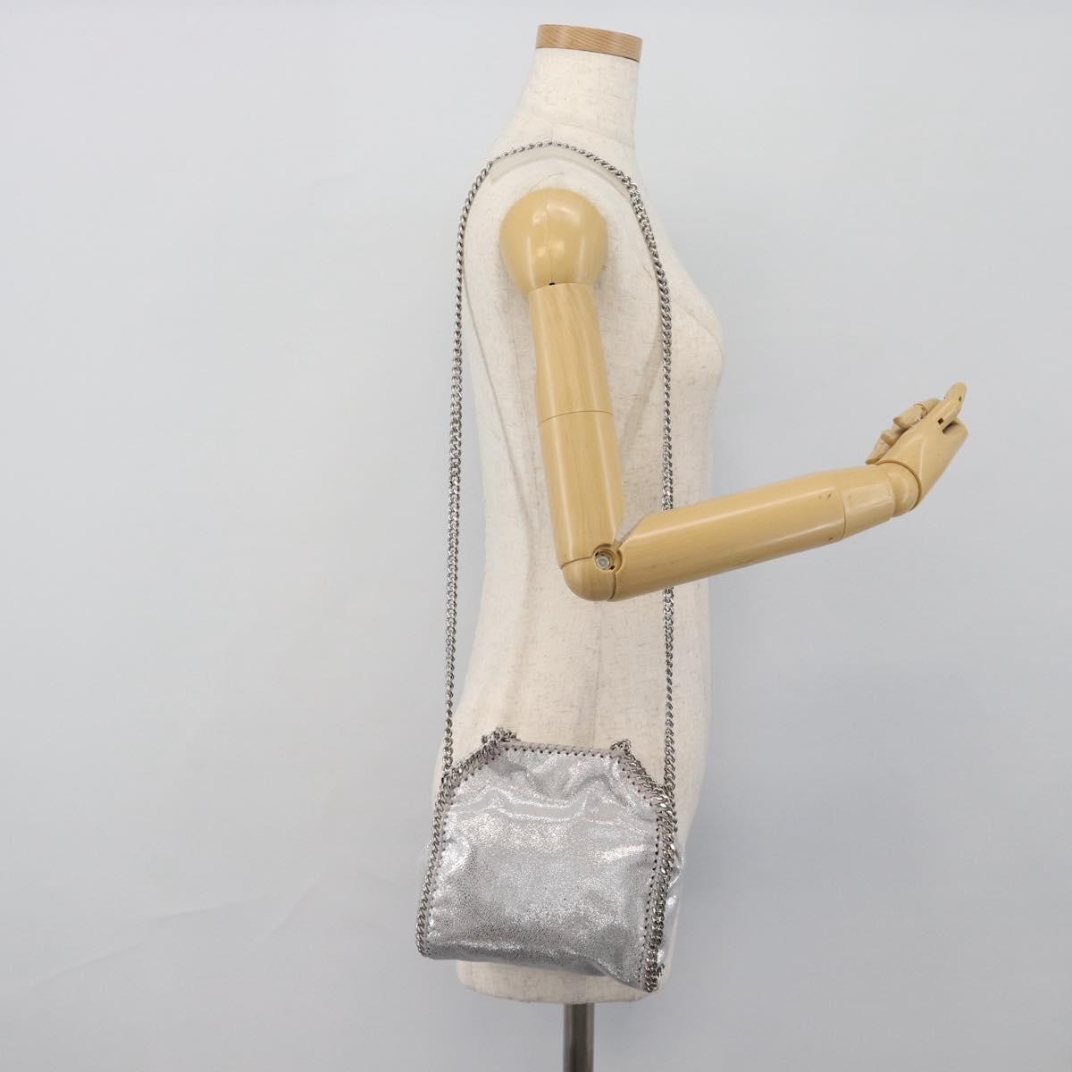 Stella Mccartney Falabella Fold Over Faux Leather Silver Polyester Shoulder Bag Bag (Pre-Owned)