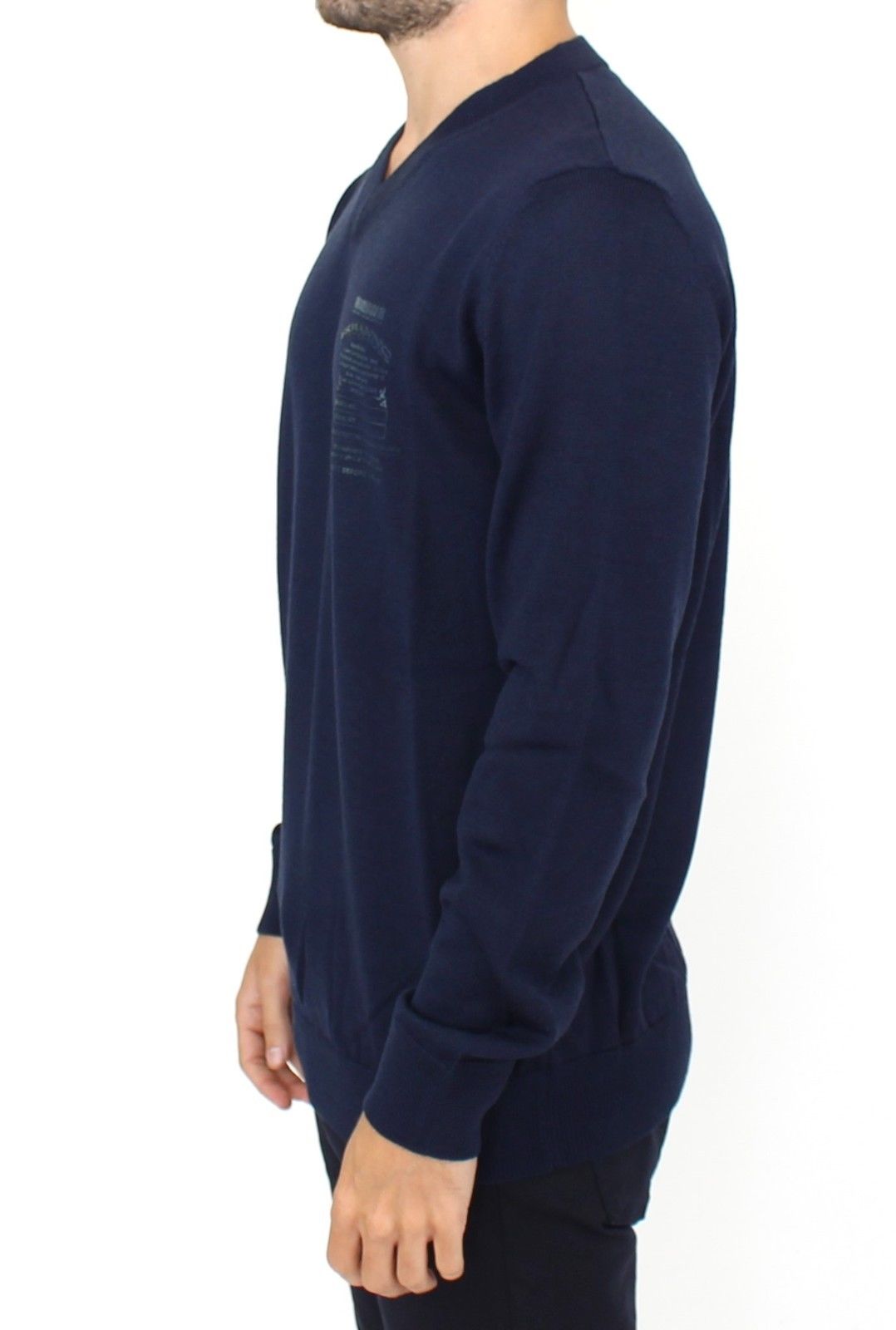 Ermanno Scervino Blue Wool Blend V-neck Pullover Men's Sweater