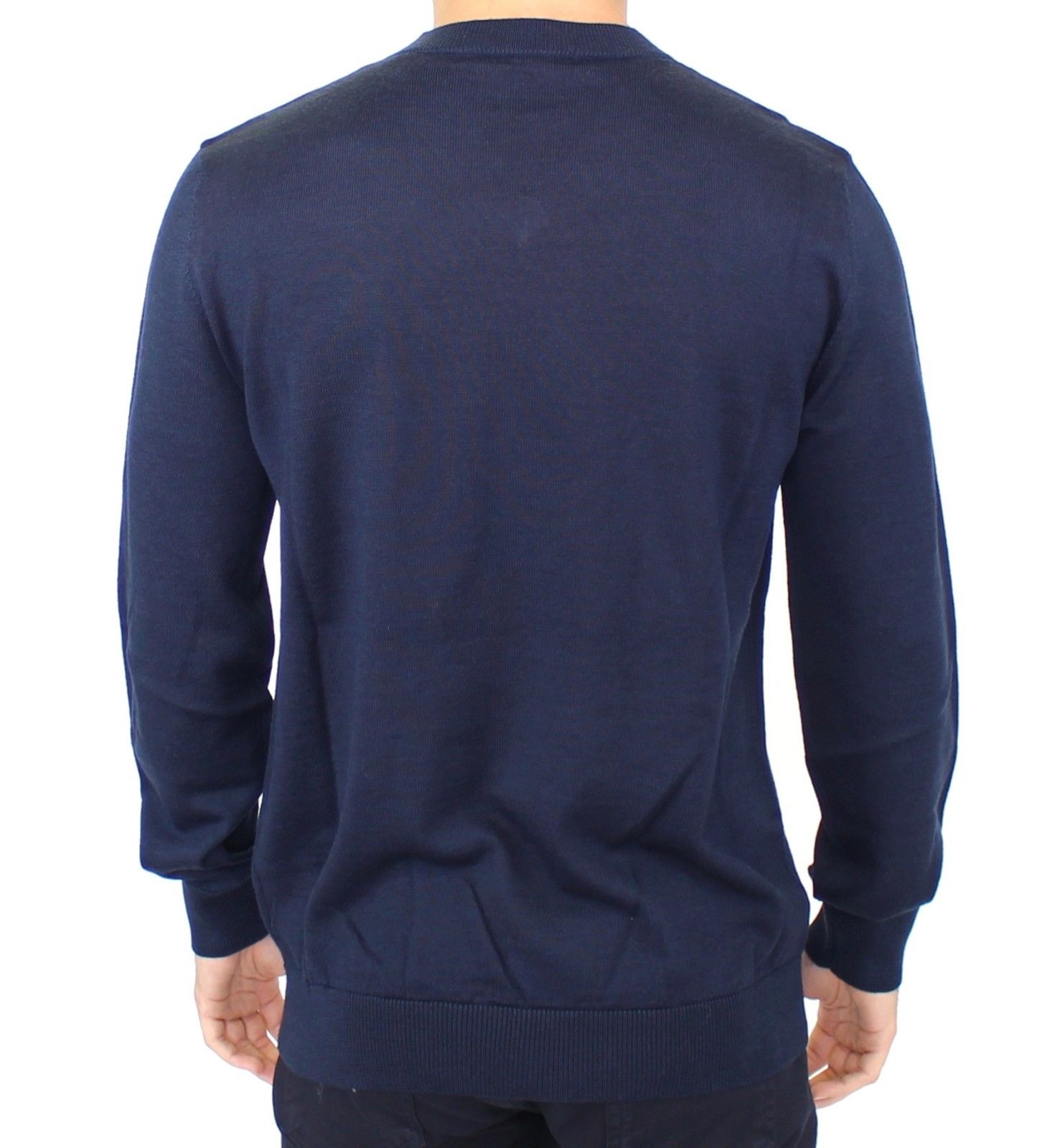 Ermanno Scervino Elegant Blue V-Neck Wool Blend Men's Pullover