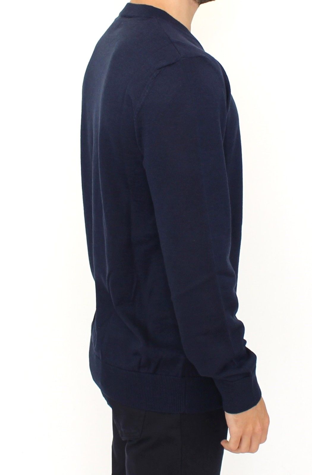 Ermanno Scervino Elegant Blue V-Neck Wool Blend Men's Pullover