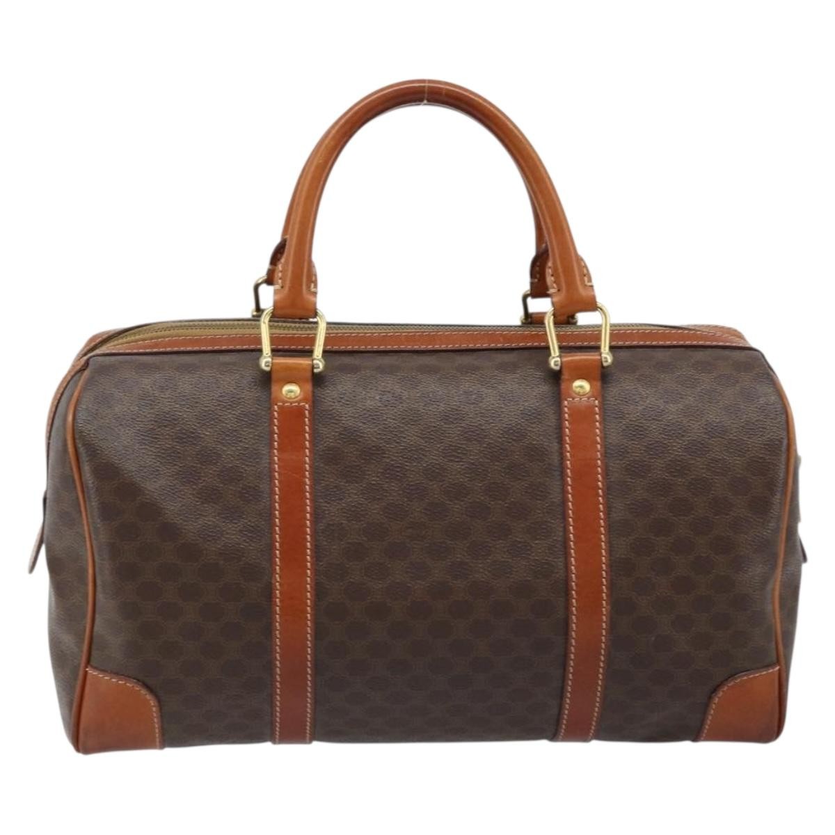 Celine Vintage Duffle Canvas And Leather Brown Canvas Travel Bag Bag (Pre-Owned)