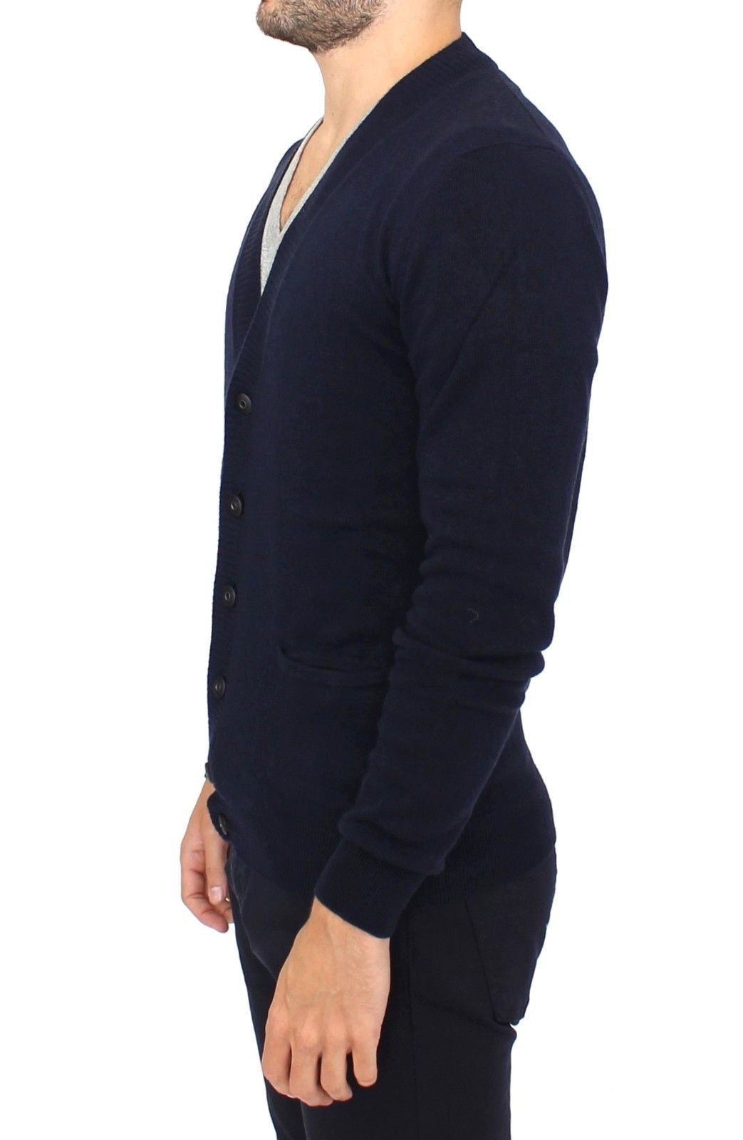 Ermanno Scervino Blue Wool Cashmere Cardigan Pullover Men's Sweater