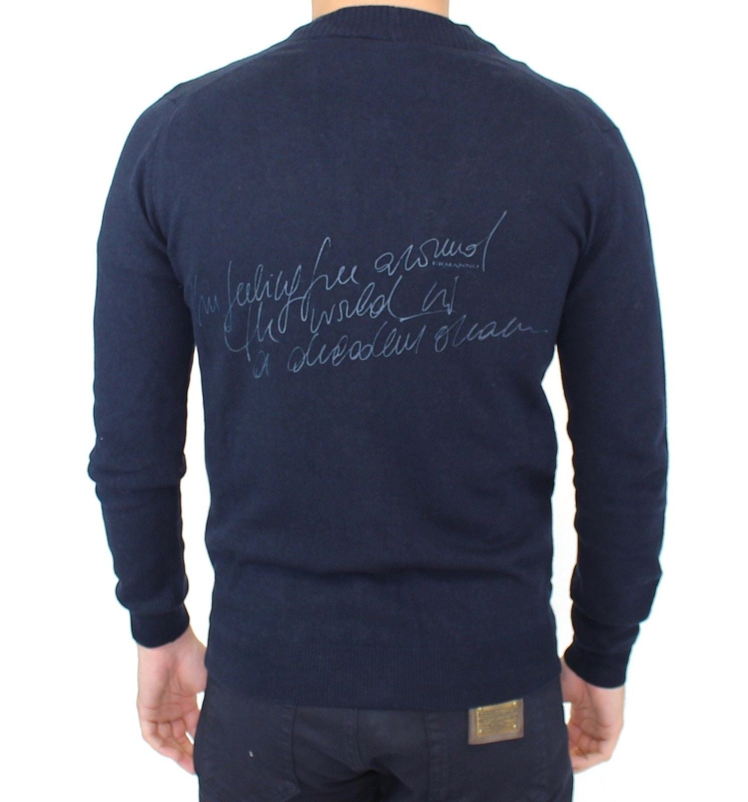 Ermanno Scervino Blue Wool Cashmere Cardigan Pullover Men's Sweater