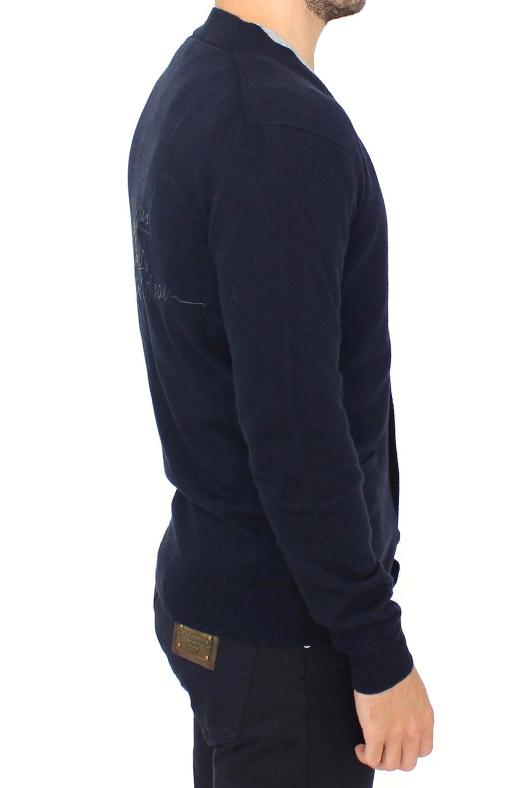 Ermanno Scervino Blue Wool Cashmere Cardigan Pullover Men's Sweater