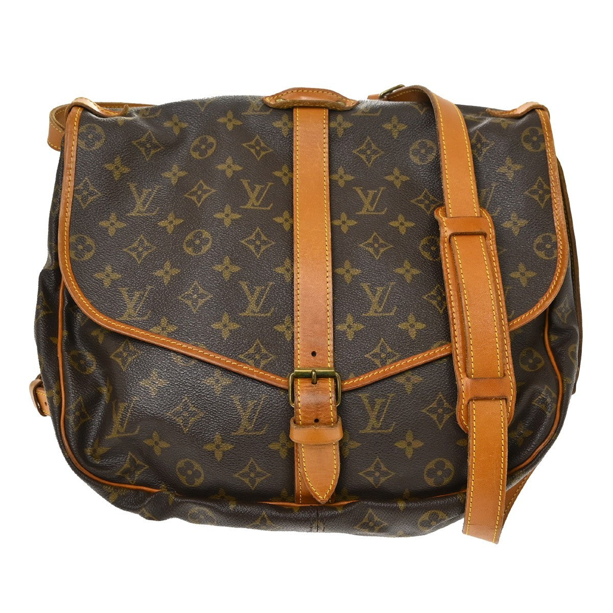 Louis Vuitton Saumur Monogram Brown Canvas Shoulder Bag Bag (Pre-Owned)