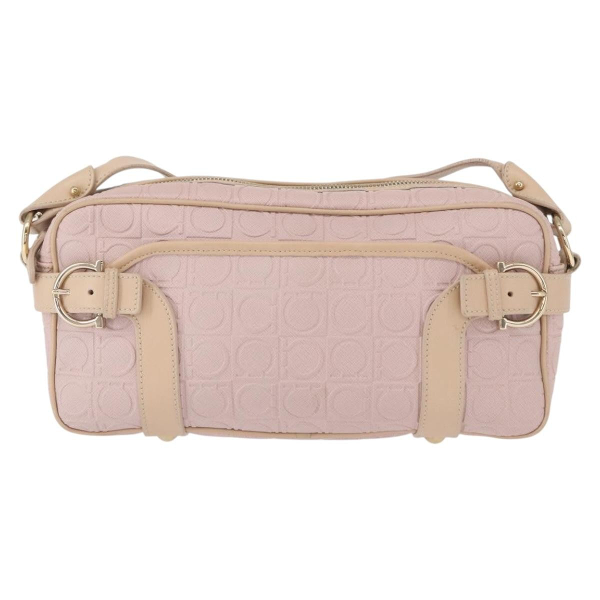 Salvatore Ferragamo Gancini Leather Pink Leather Shoulder Bag Bag (Pre-Owned)