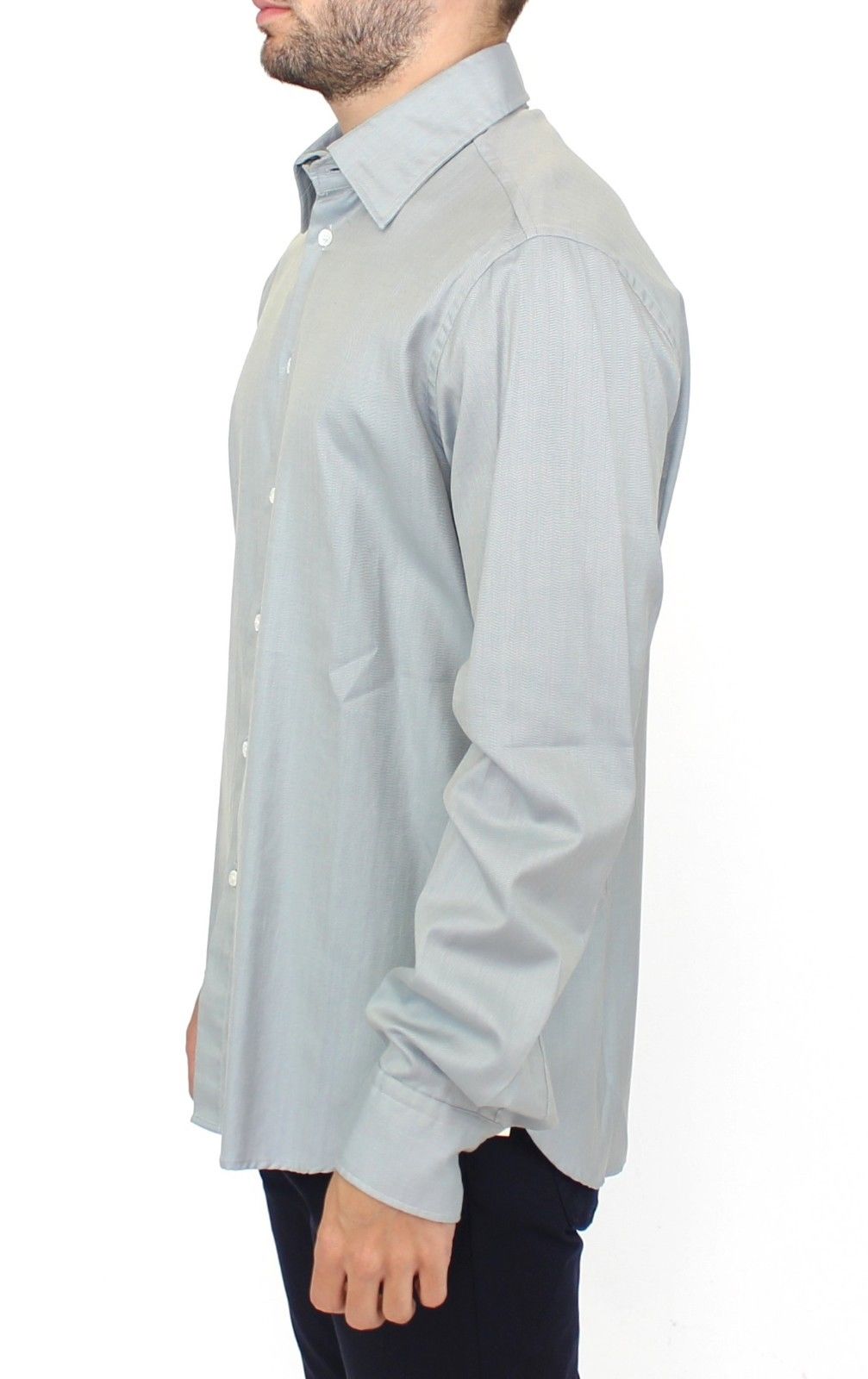 Ermanno Scervino Gray Cotton Long Sleeve Casual Shirt Men's Top