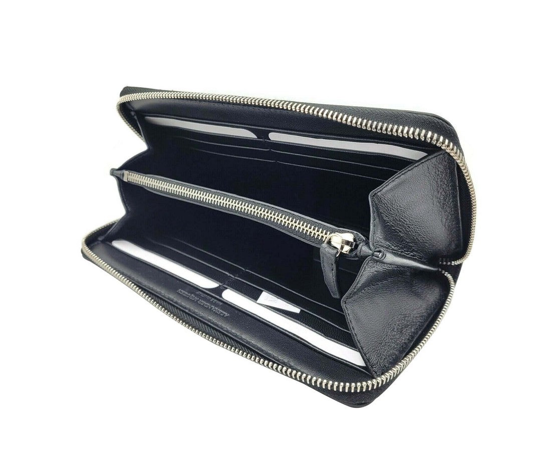 Alexander McQueen Women's Dark Navy Patent Leather Zip Around Wallet
