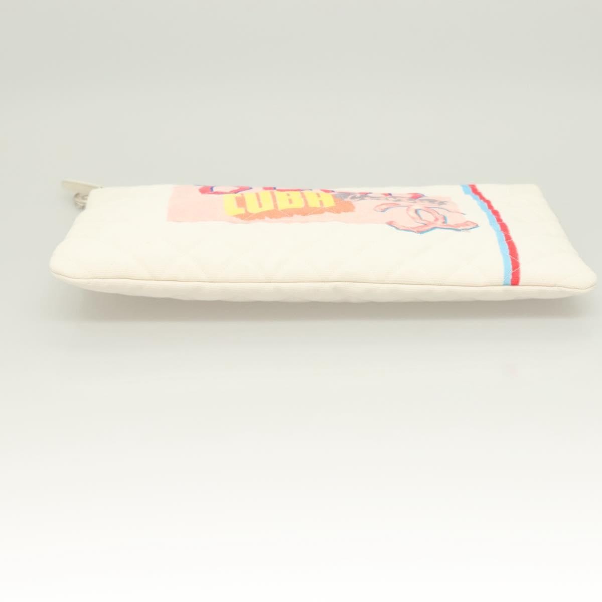 Chanel Coco Cuba Printed Quilted Canvas White Canvas Bag (Pre-Owned)
