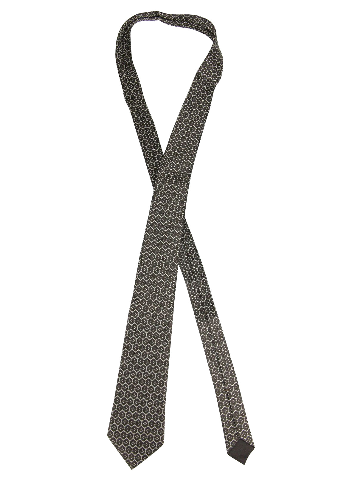 Bottega Veneta Men's Flower Print Beige / Dark Brown Silk Woven Tie 376675 1973
