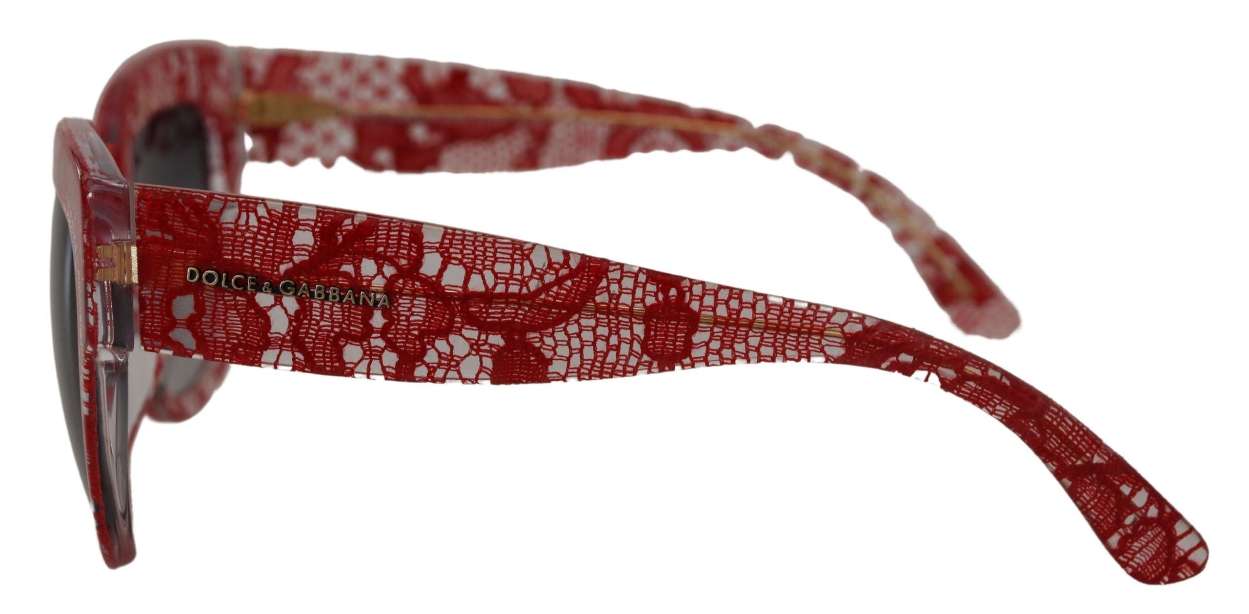 Dolce & Gabbana Red Lace Acetate Rectangle Shades DG4231F Women's Sunglasses