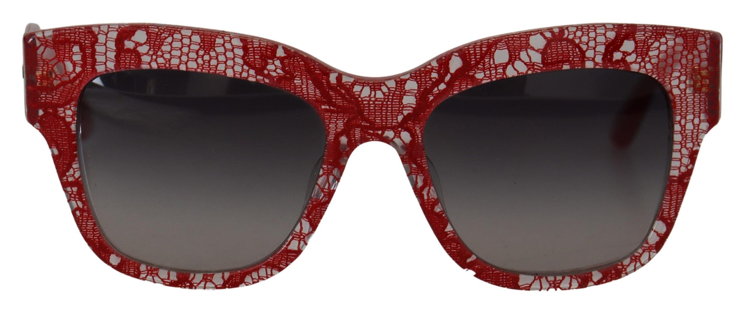 Dolce & Gabbana Red Lace Acetate Rectangle Shades DG4231F Women's Sunglasses
