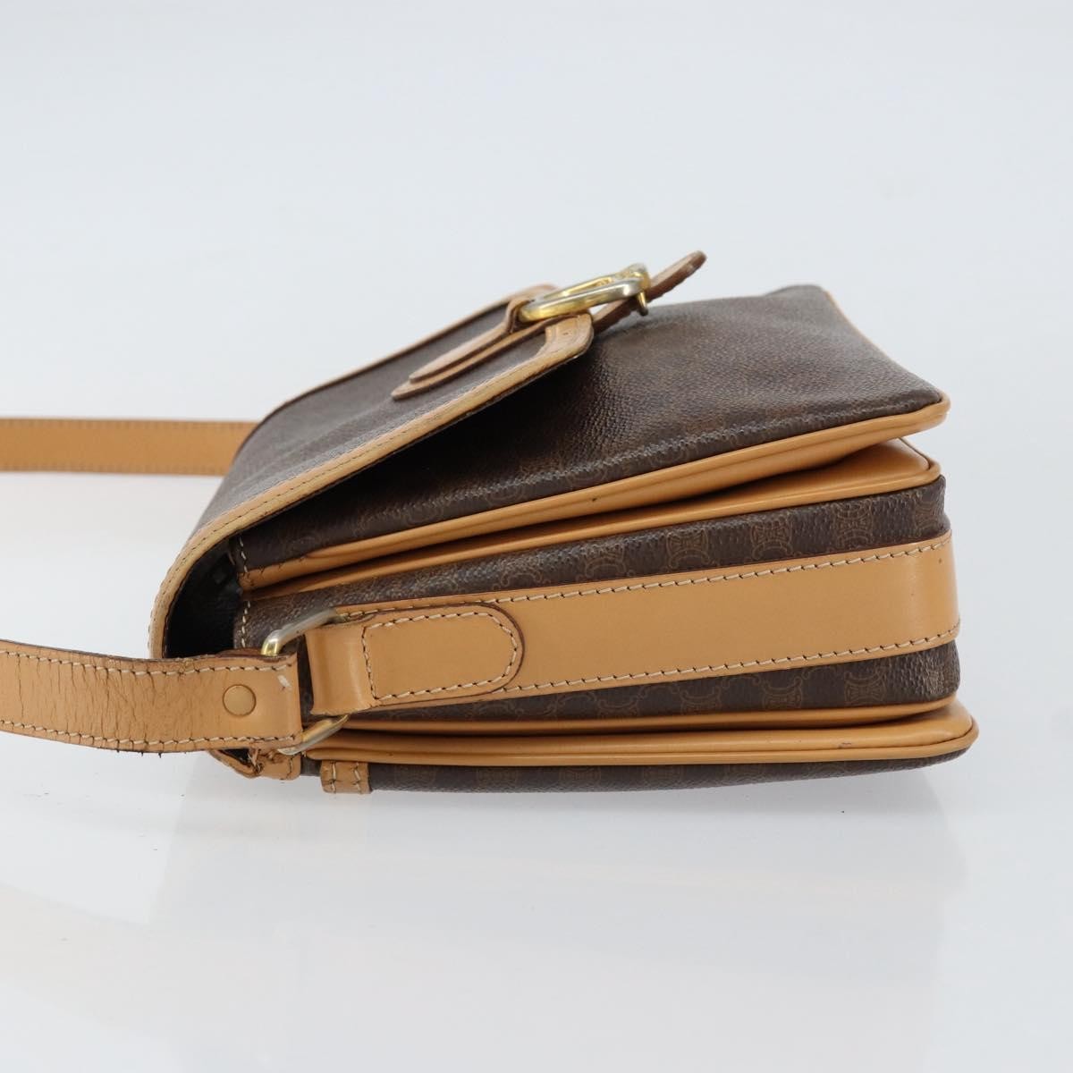 Celine Vintage Macadam Canvas And Leather Brown Canvas Shoulder Bag Bag (Pre-Owned)