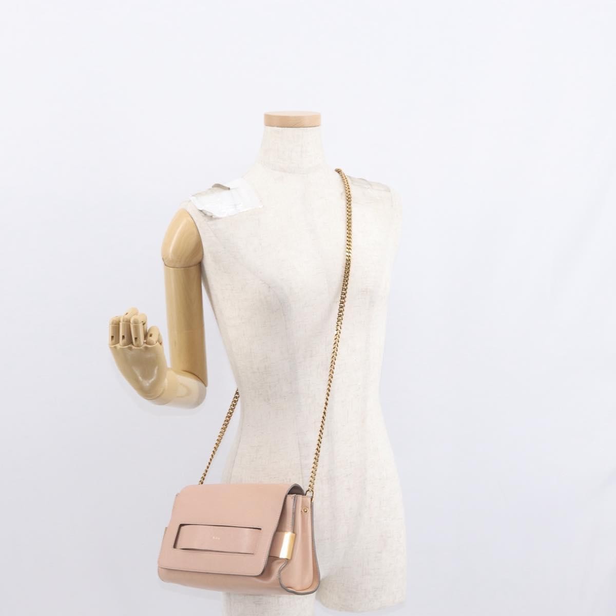 Chloe Elle Chain Clutch Leather Pink Leather Shoulder Bag Bag (Pre-Owned)