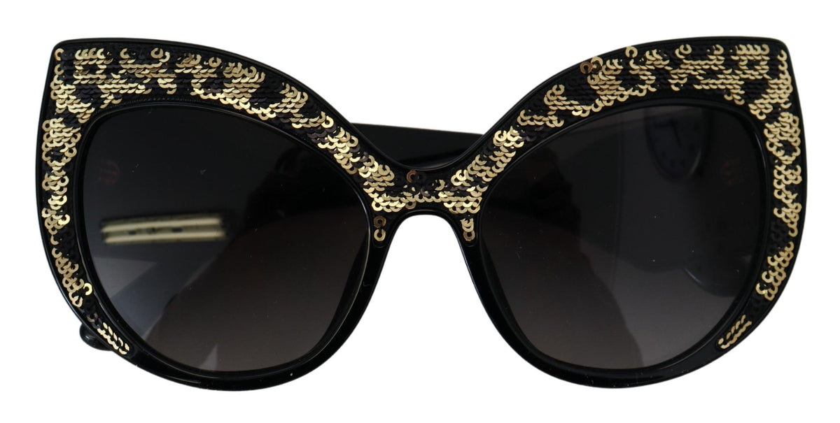 Dolce & Gabbana Black Gold Sequin Butterfly Polarized DG4326 Women's Sunglasses