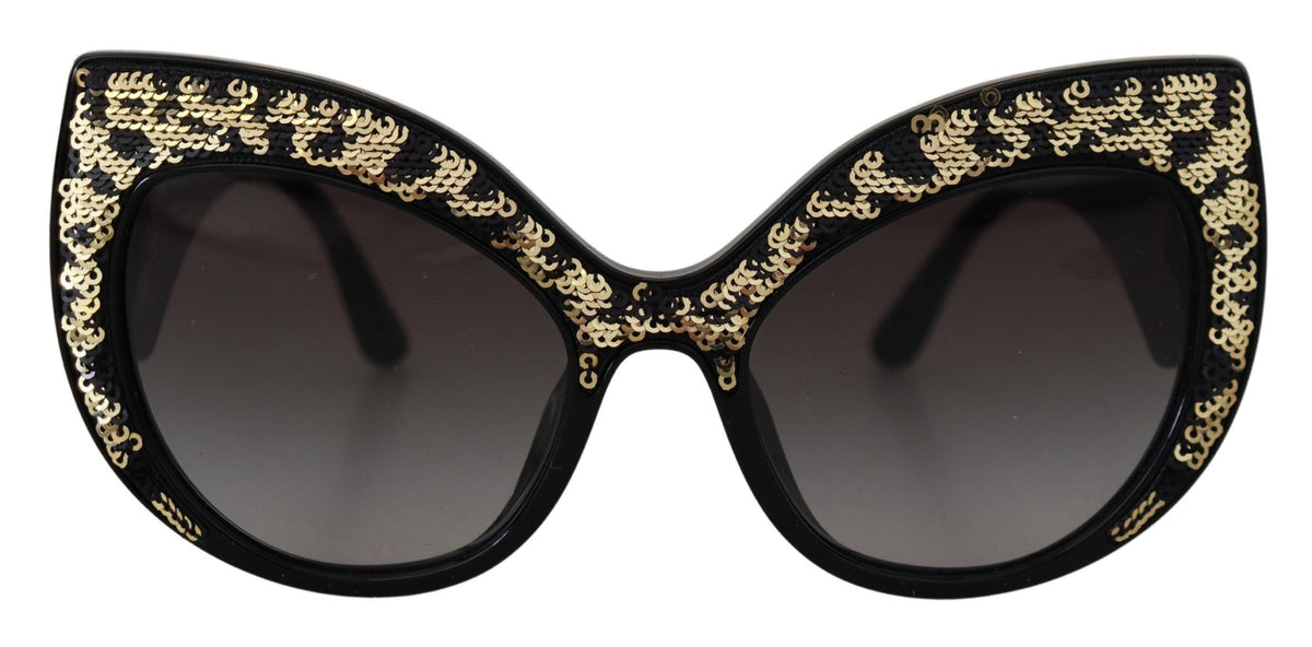 Dolce & Gabbana Black Gold Sequin Butterfly Polarized DG4326 Women's Sunglasses