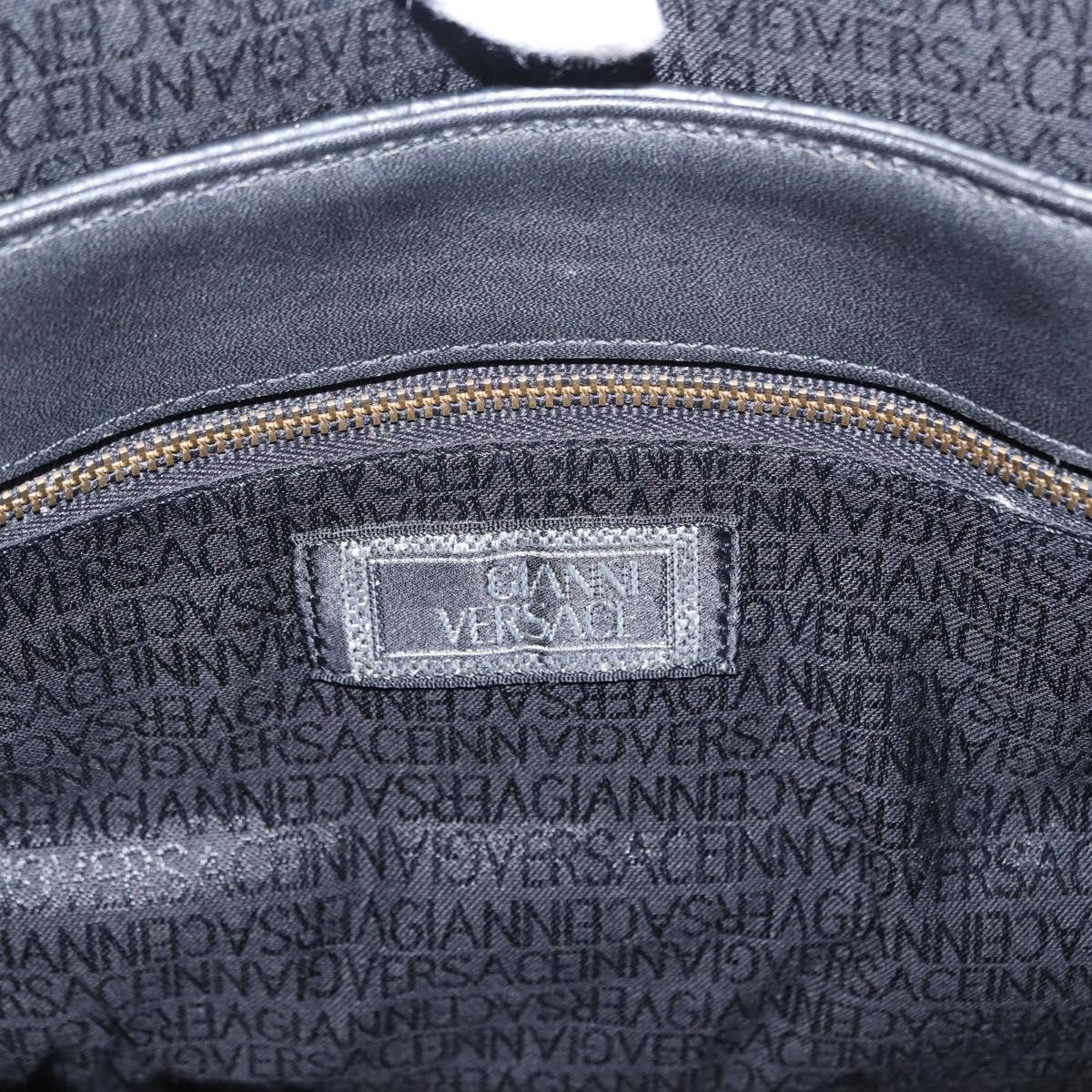 Versace Vintage Sun Duffle Embossed Leather Yellow Leather Handbag (Pre-Owned)