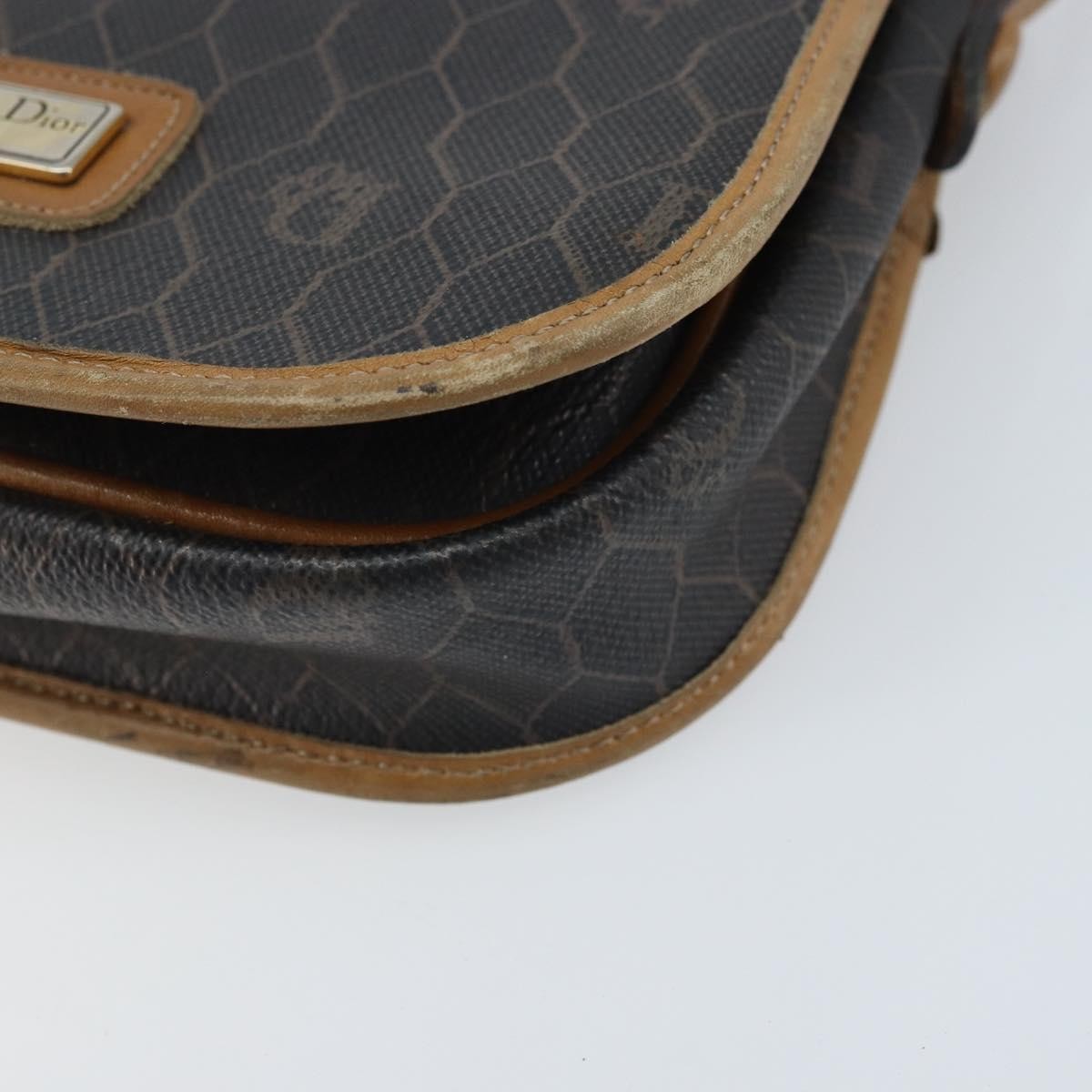 Christian Dior Vintage Honeycomb Flap Canvas And Leather Black Canvas Shoulder Bag Bag (Pre-Owned)