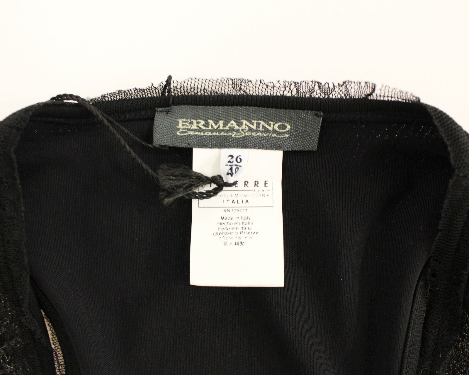 Ermanno Scervino Black Lace Lined Stretch Mini Women's Dress