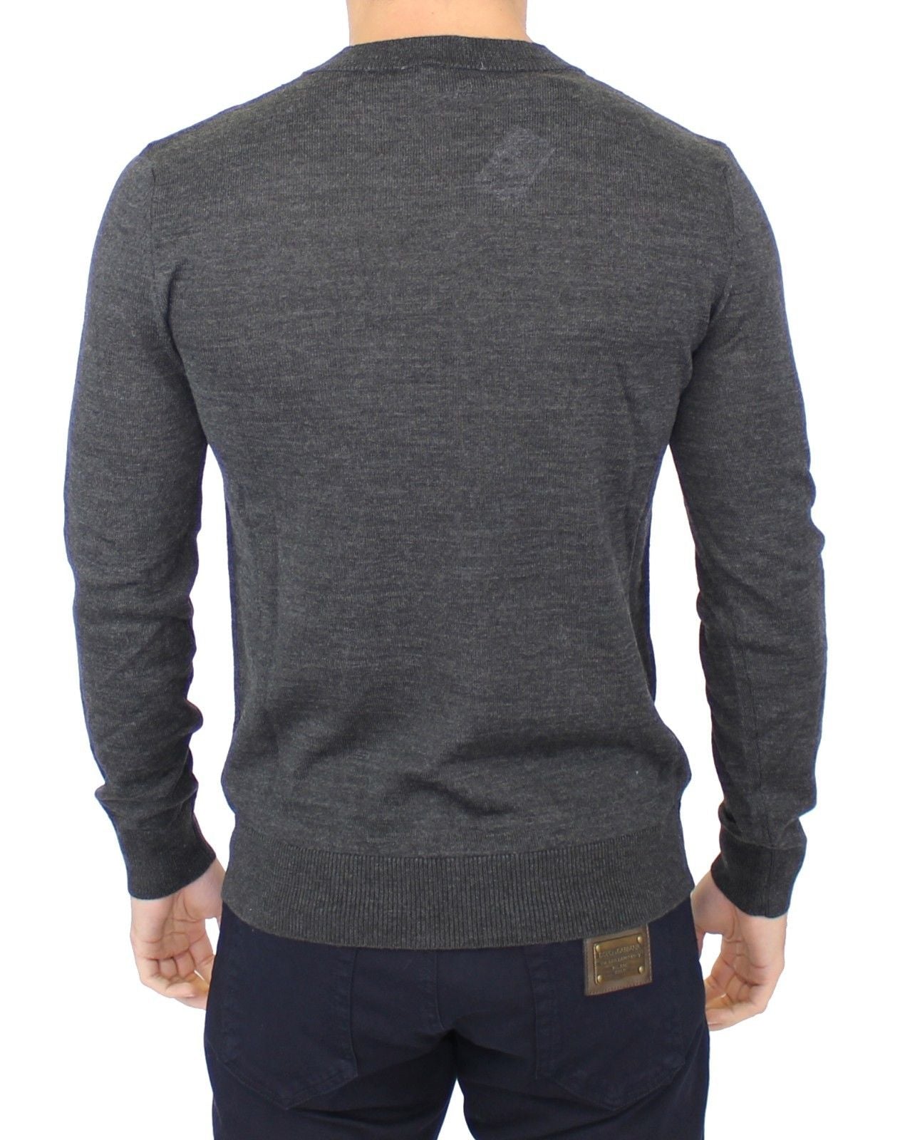Ermanno Scervino Chic Gray V-Neck Wool Blend Pullover Men's Sweater
