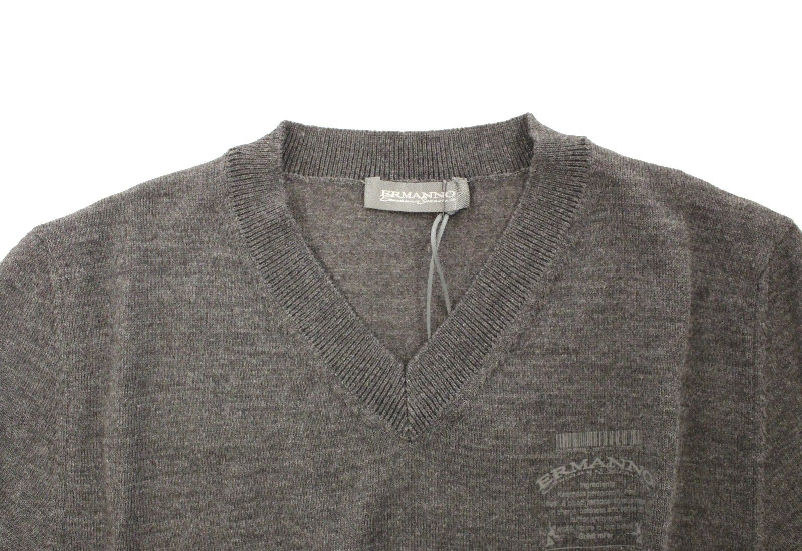 Ermanno Scervino Chic Gray V-Neck Wool Blend Pullover Men's Sweater