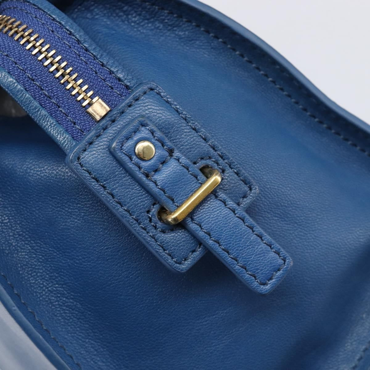 Saint Laurent Chyc Cabas Leather Blue Leather Tote Bag Bag (Pre-Owned)