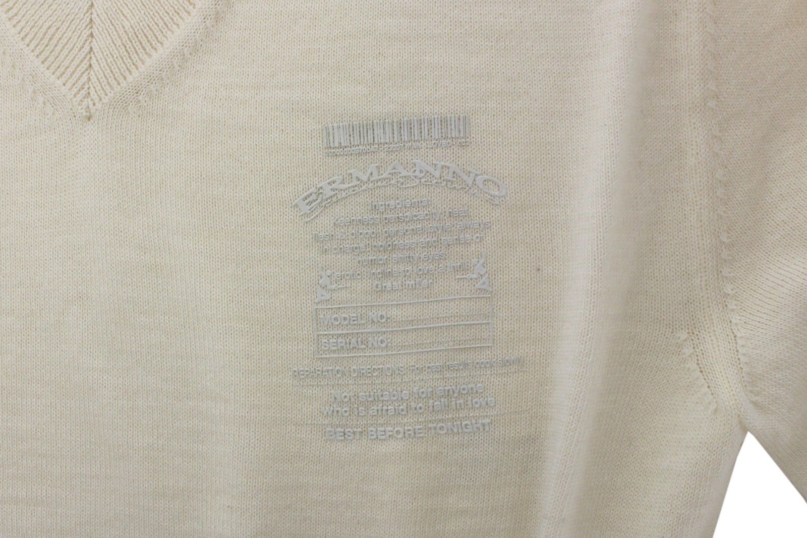 Ermanno Scervino Off White Wool Blend V-neck Pullover Men's Sweater