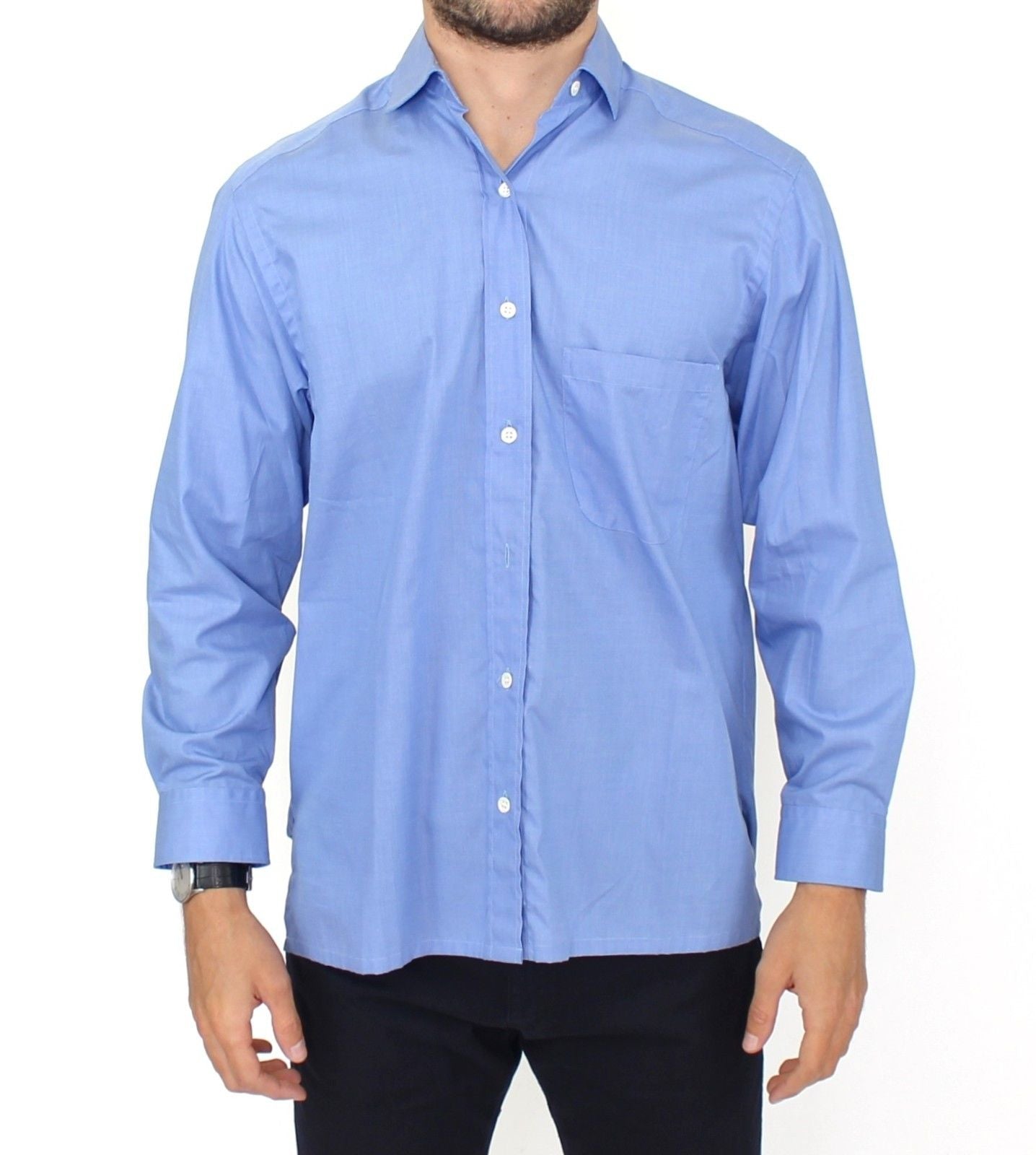 Ermanno Scervino Dapper Blue Cotton Dress Shirt for Men's Men