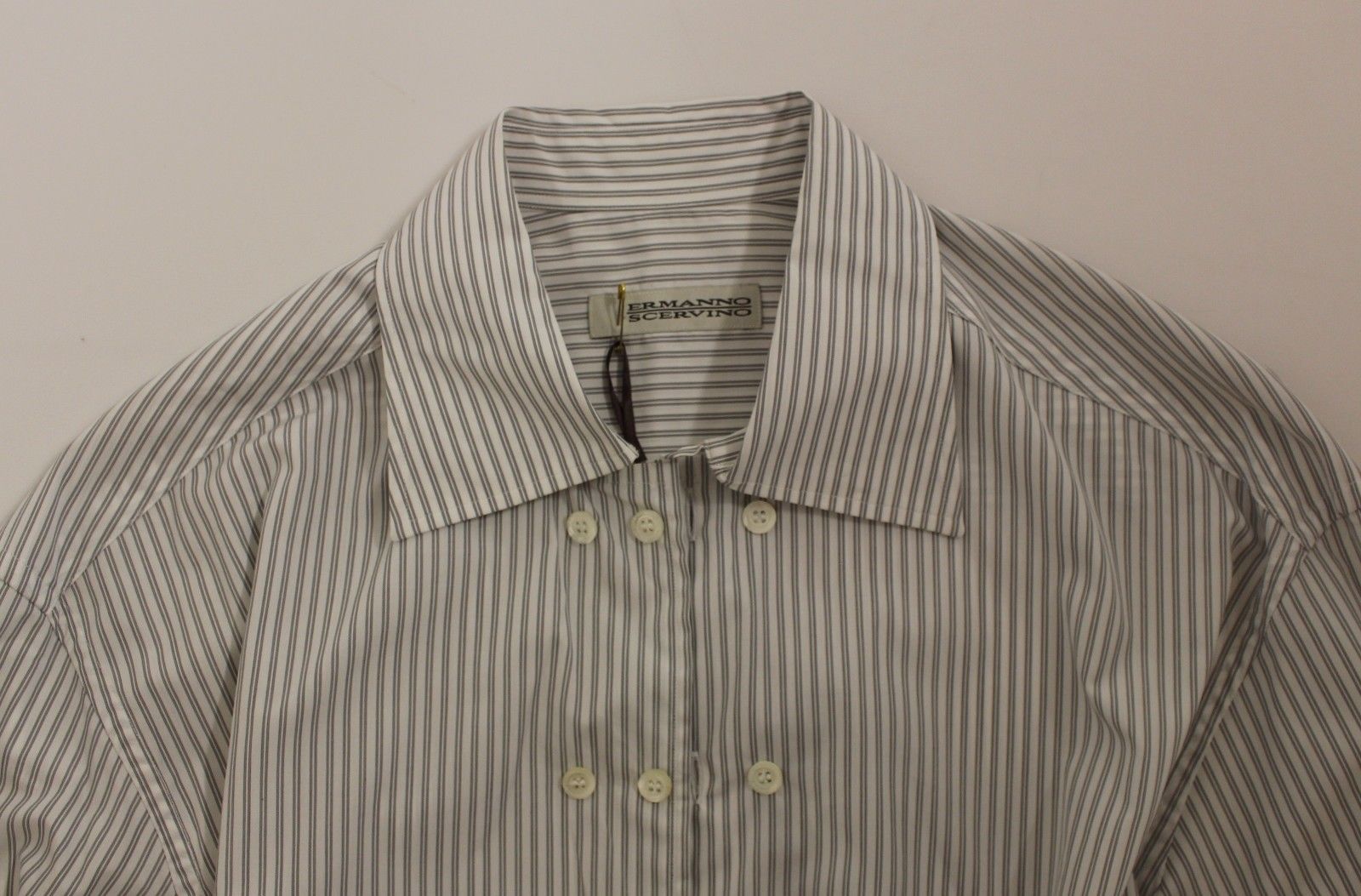 Ermanno Scervino White Gray Striped Regular Fit Casual Men's Shirt