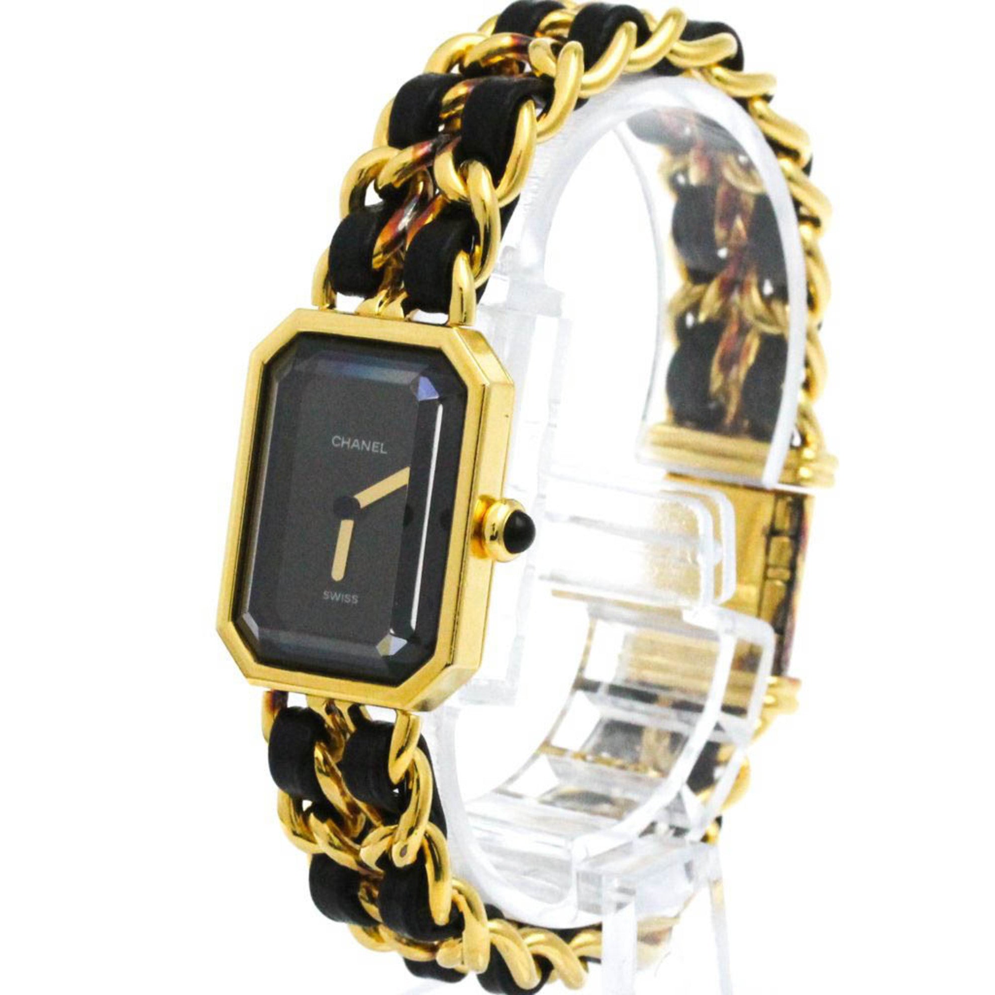 Chanel Premiere Rock Quartz Plated Metal And Leather Watch (Pre-Owned)