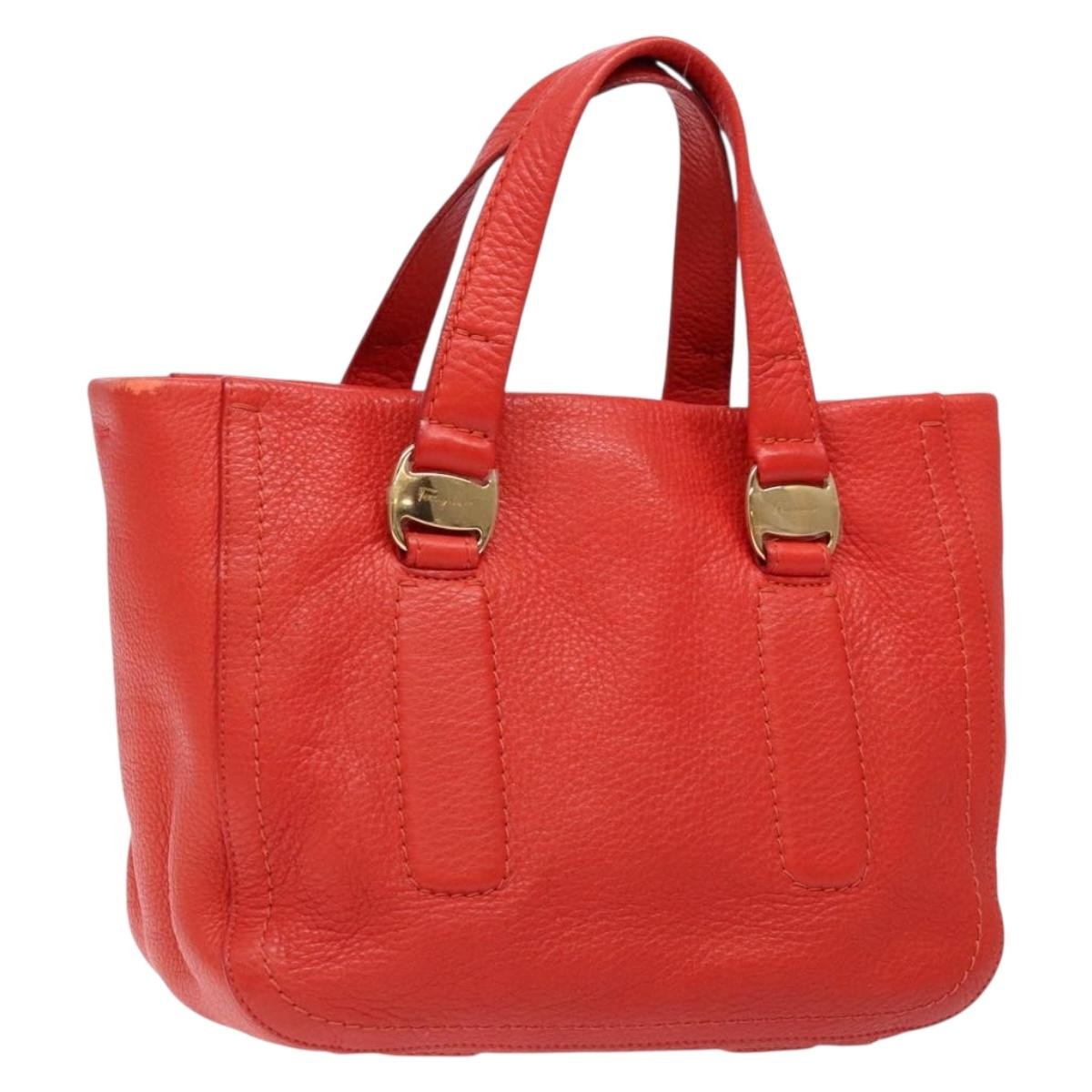 Salvatore Ferragamo Vala Leather Red Leather Bag (Pre-Owned)