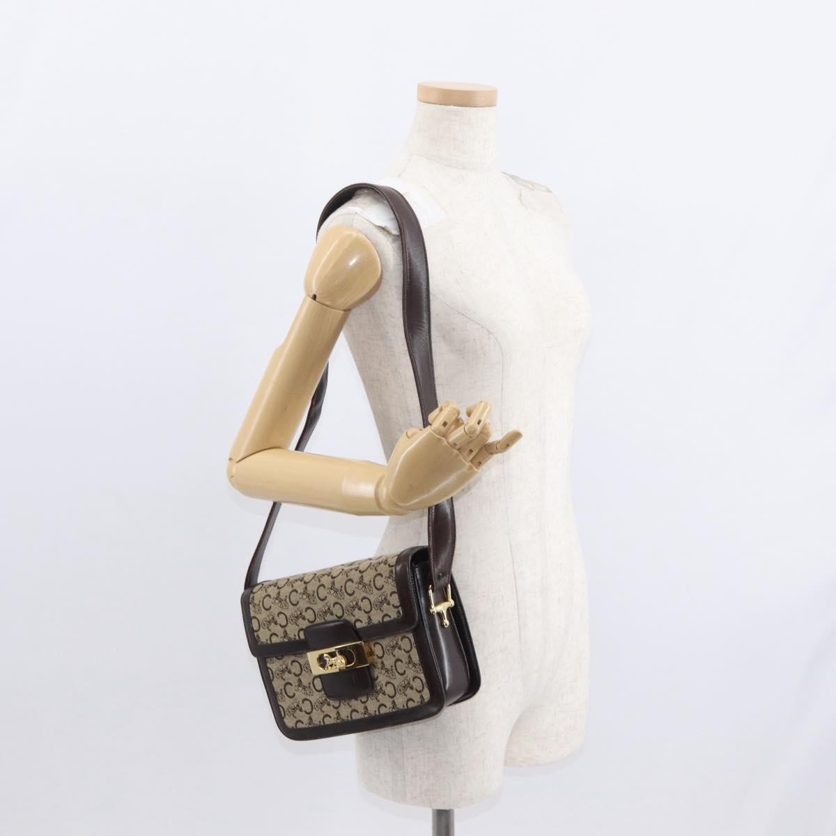 Celine Vintage Horse Carriage C Macadam Canvas And Leather Beige Canvas Shoulder Bag Bag (Pre-Owned)