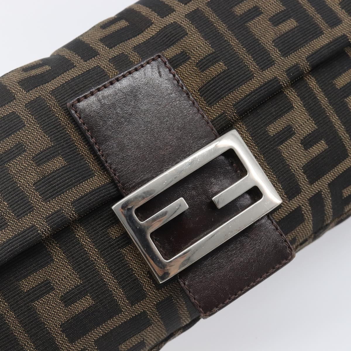 Fendi Mamma Baguette Zucca Jacquard Velvet Brown Canvas Shoulder Bag Bag (Pre-Owned)