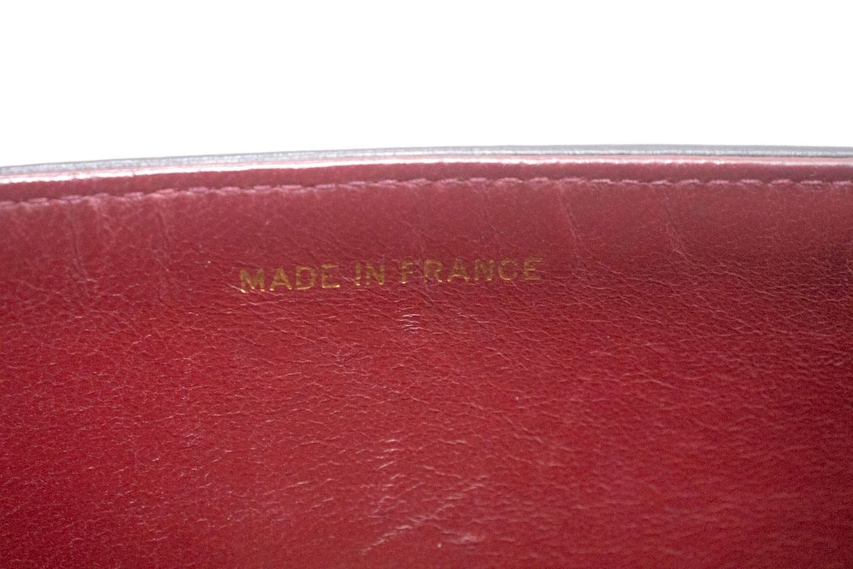 Chanel Vintage Full Flap Quilted Lambskin Black Leather Handbag (Pre-Owned)