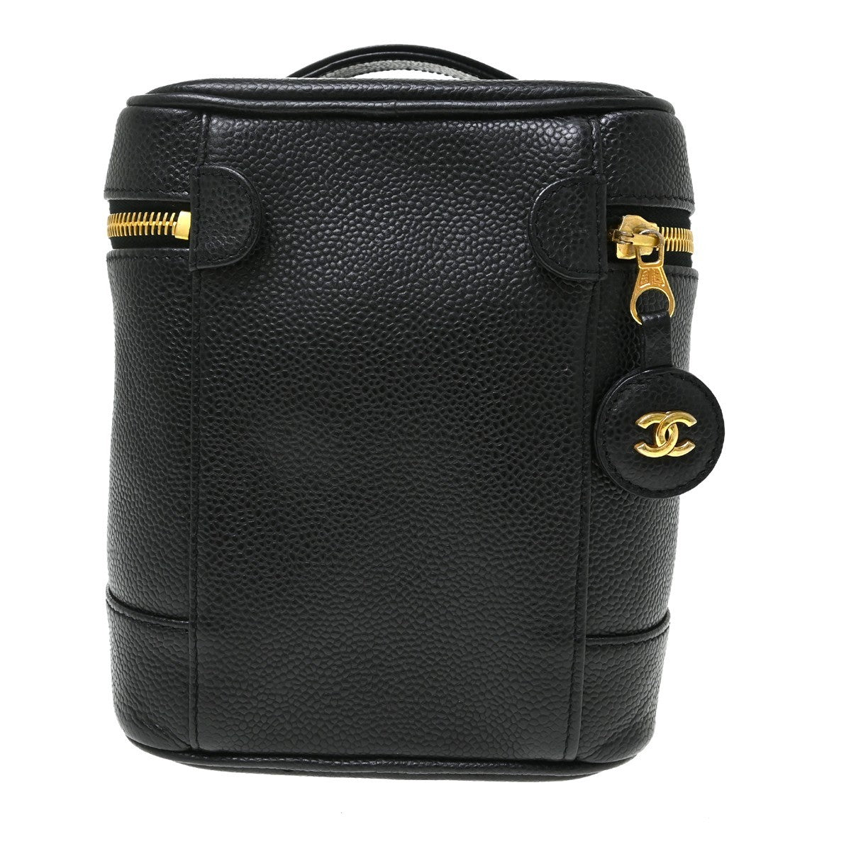 Chanel Vintage Timeless Cosmetic Case Caviar Black Leather Handbag (Pre-Owned)