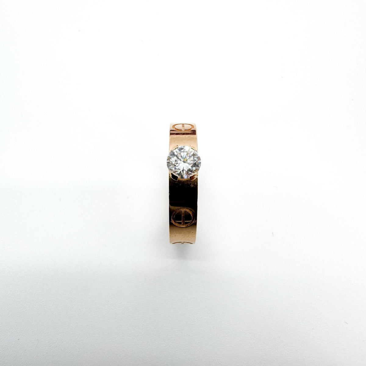 Cartier Love Solitaire 18K Rose Gold And Diamond Gold Rose_Gold Ring Jewelry (Pre-Owned)