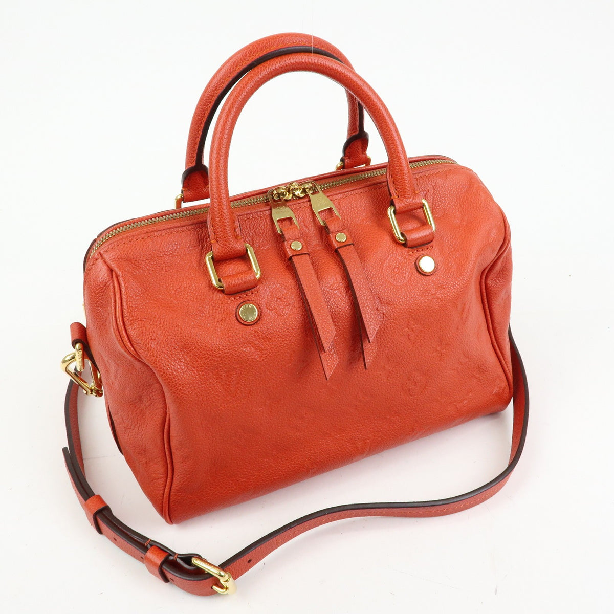 Louis Vuitton Speedy Bandouliere Monogram Empreinte Leather Orange Leather Handbag (Pre-Owned)